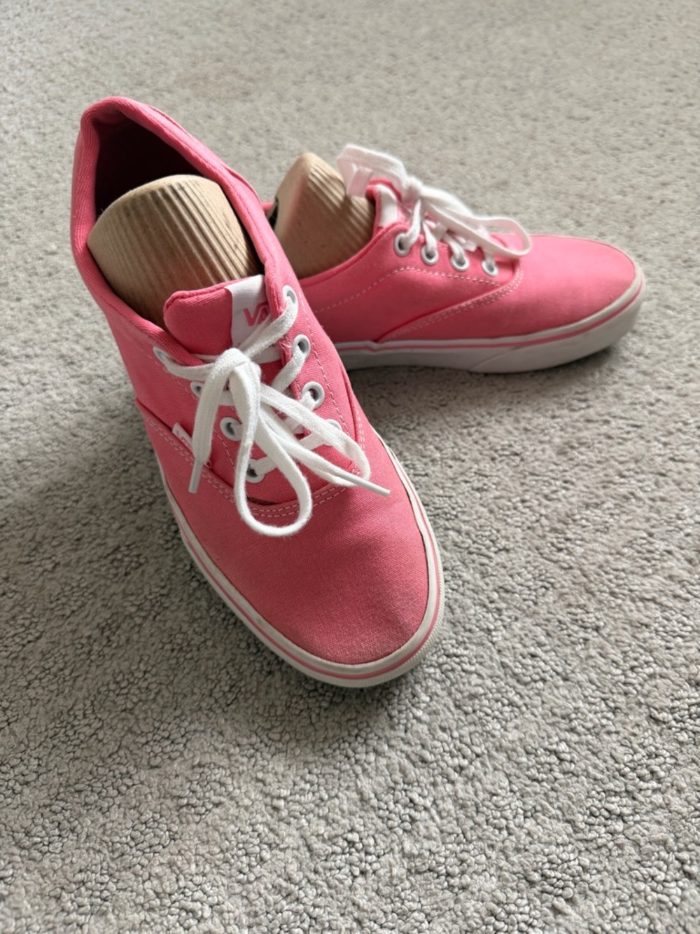 Vans Pink Canvas Low-Top Sneakers with White Laces